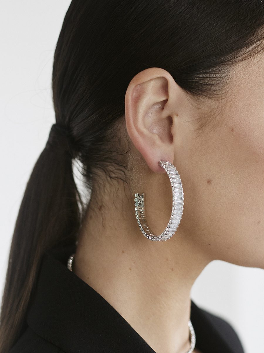 Серьги Crystal конго в багетных камнях