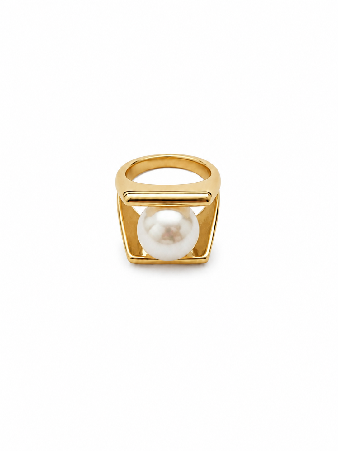 Кольцо Pearl с жумчужиной в рельсовом закрепе