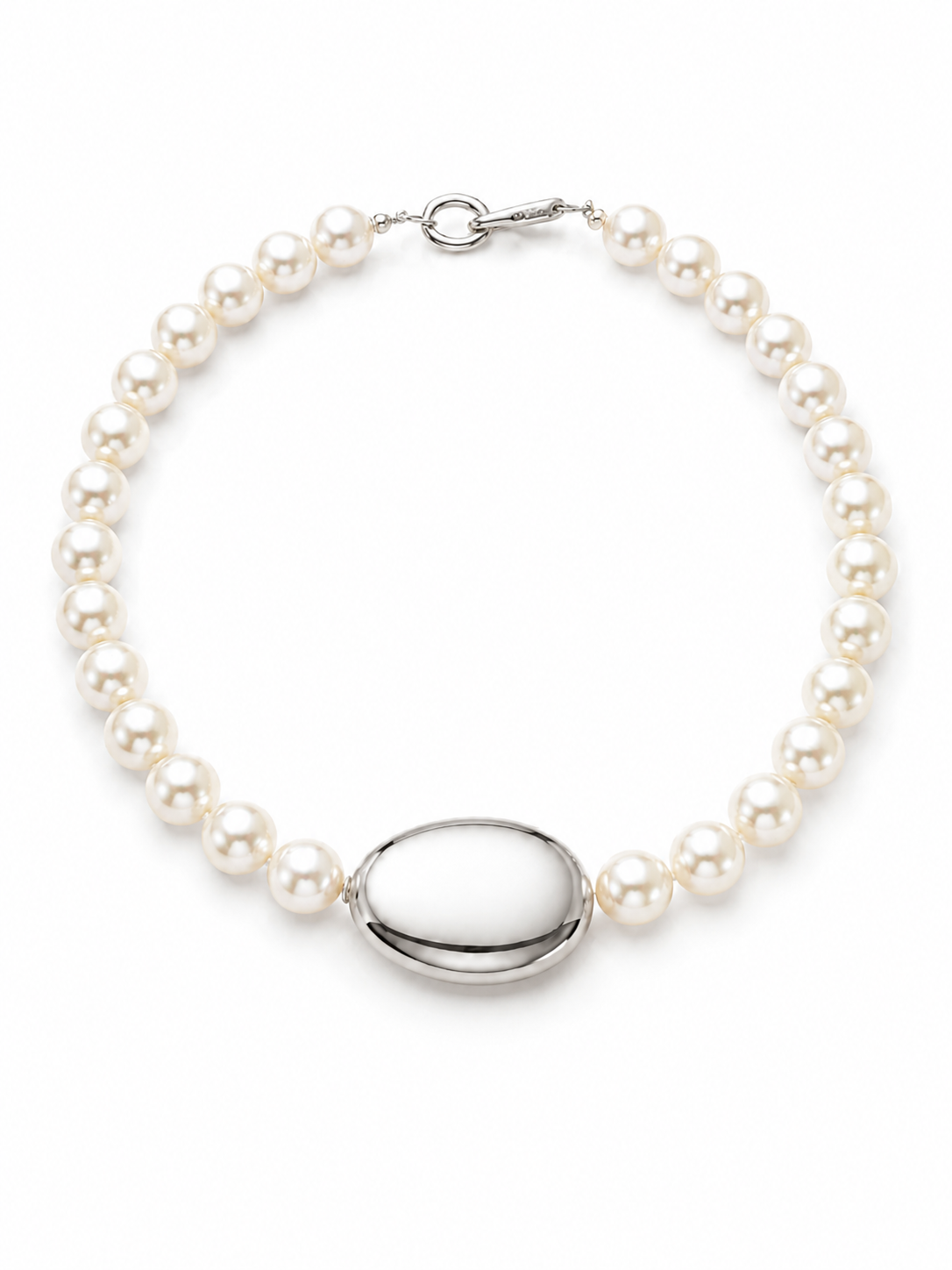Чокер Pearl с крупным жемчугом и дутым овалом в центре