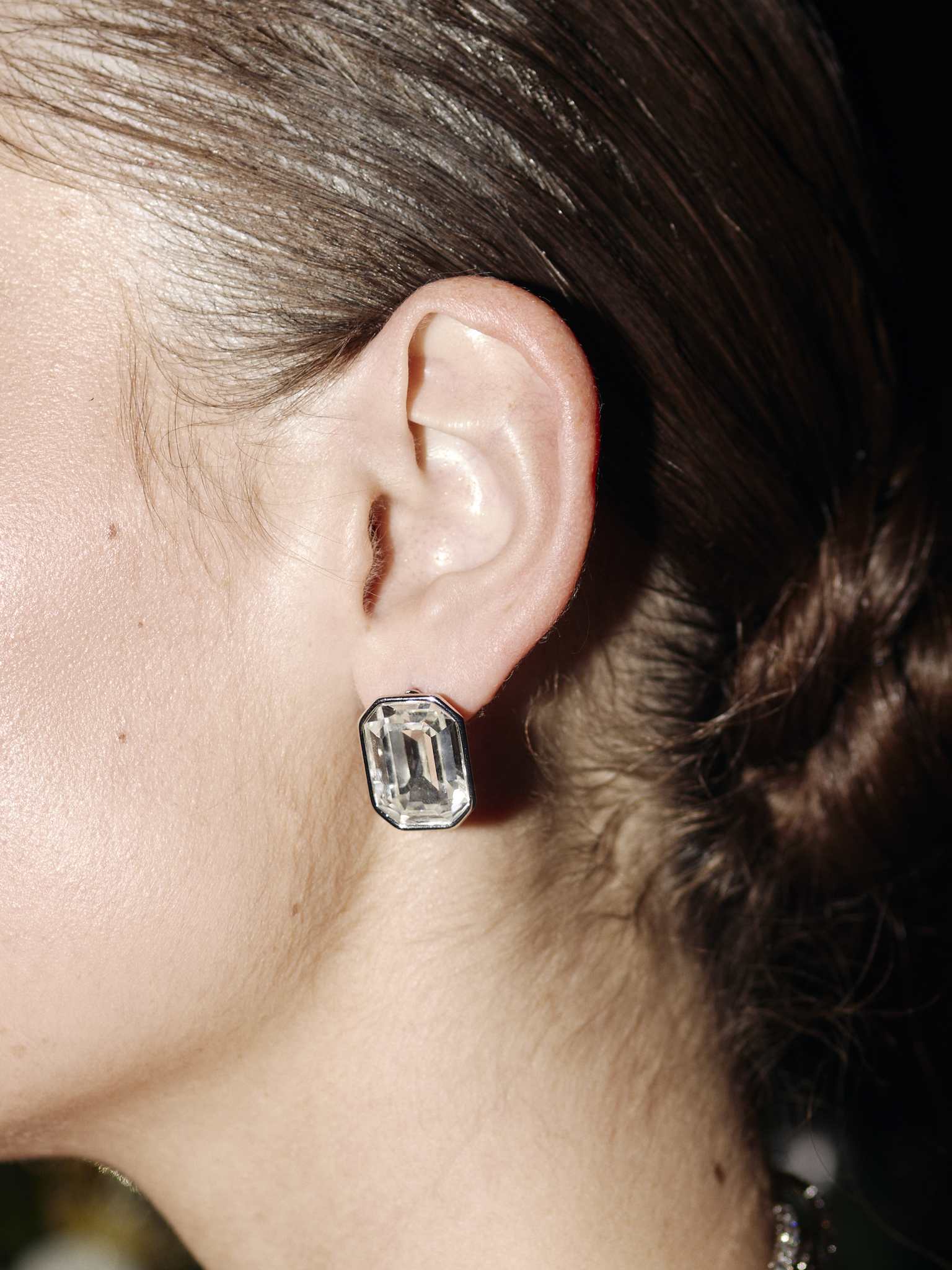 Серьги Crystal крупные с камнями в изумрудной огранке