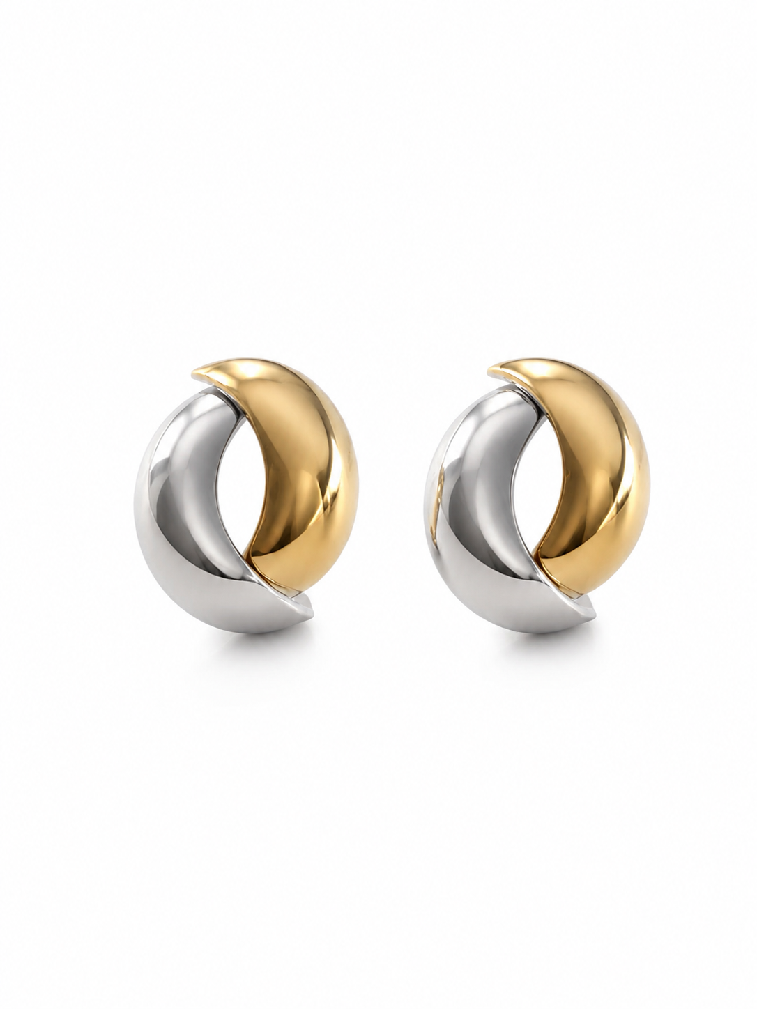 Серьги Bicolor попусферы из двух цветов