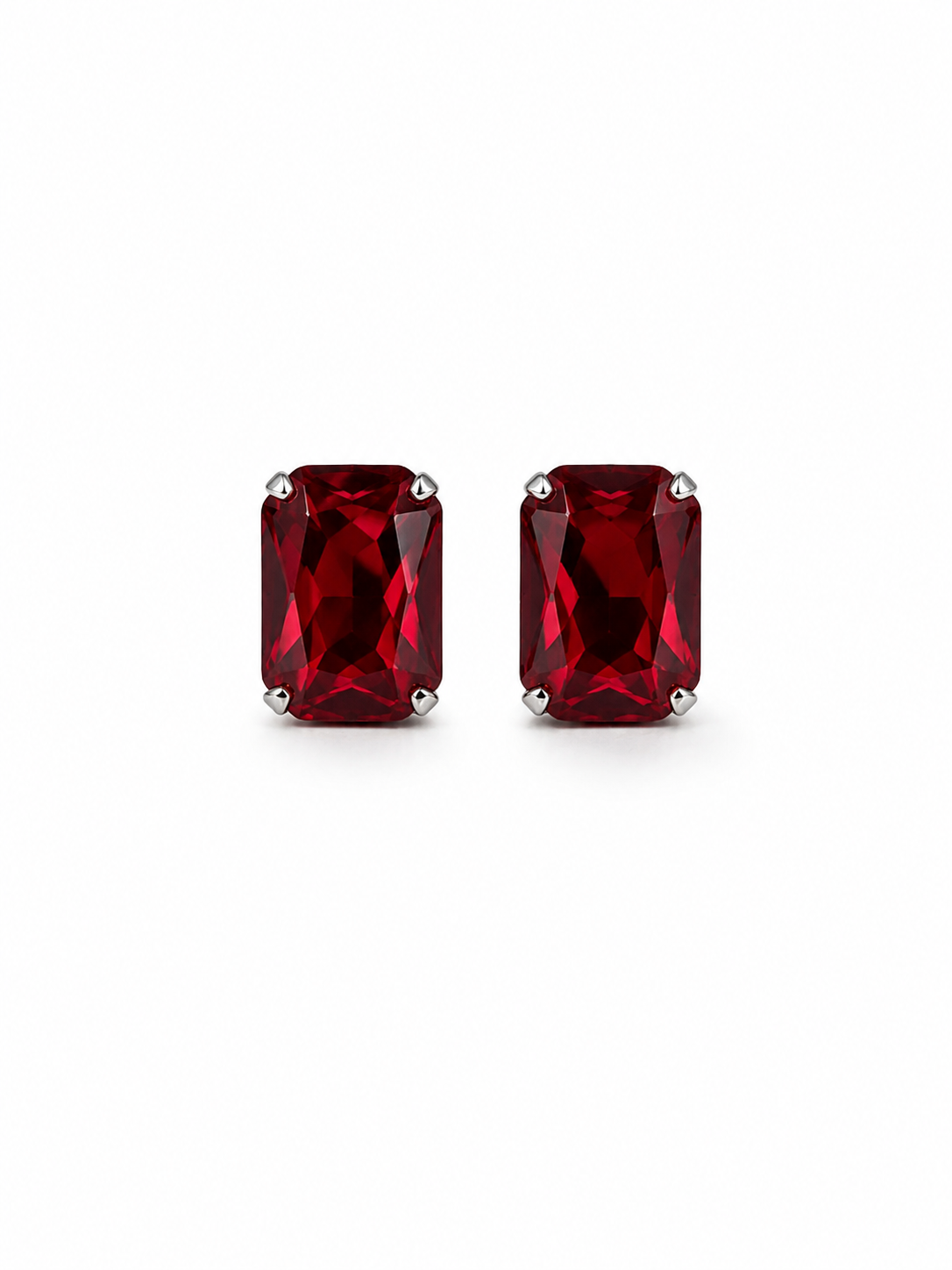 Серьги Prism of Elegance прямоугольной формы с камнями винного цвета