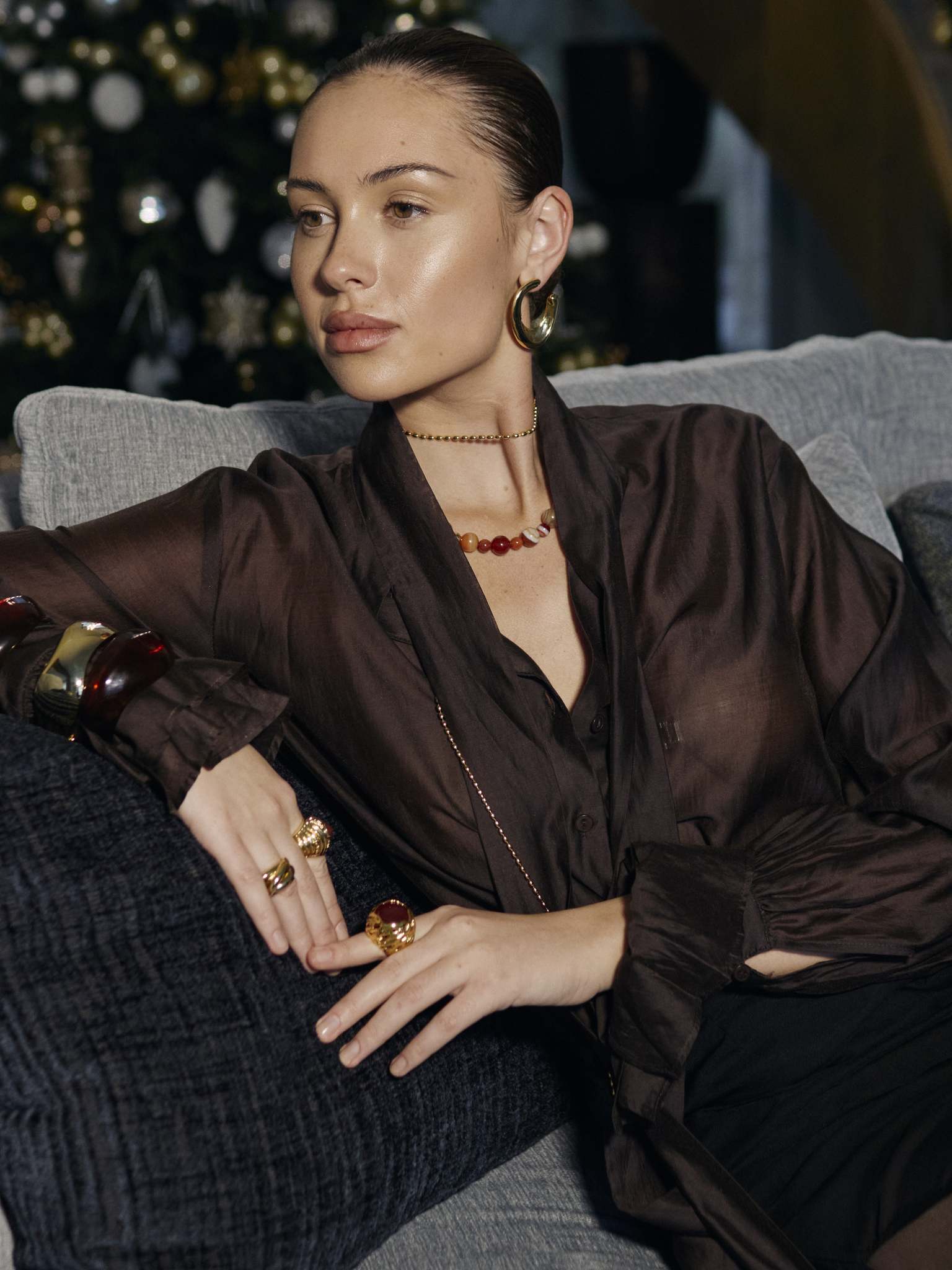 Кольцо Wrinkles of Time с красным агатом акцентное