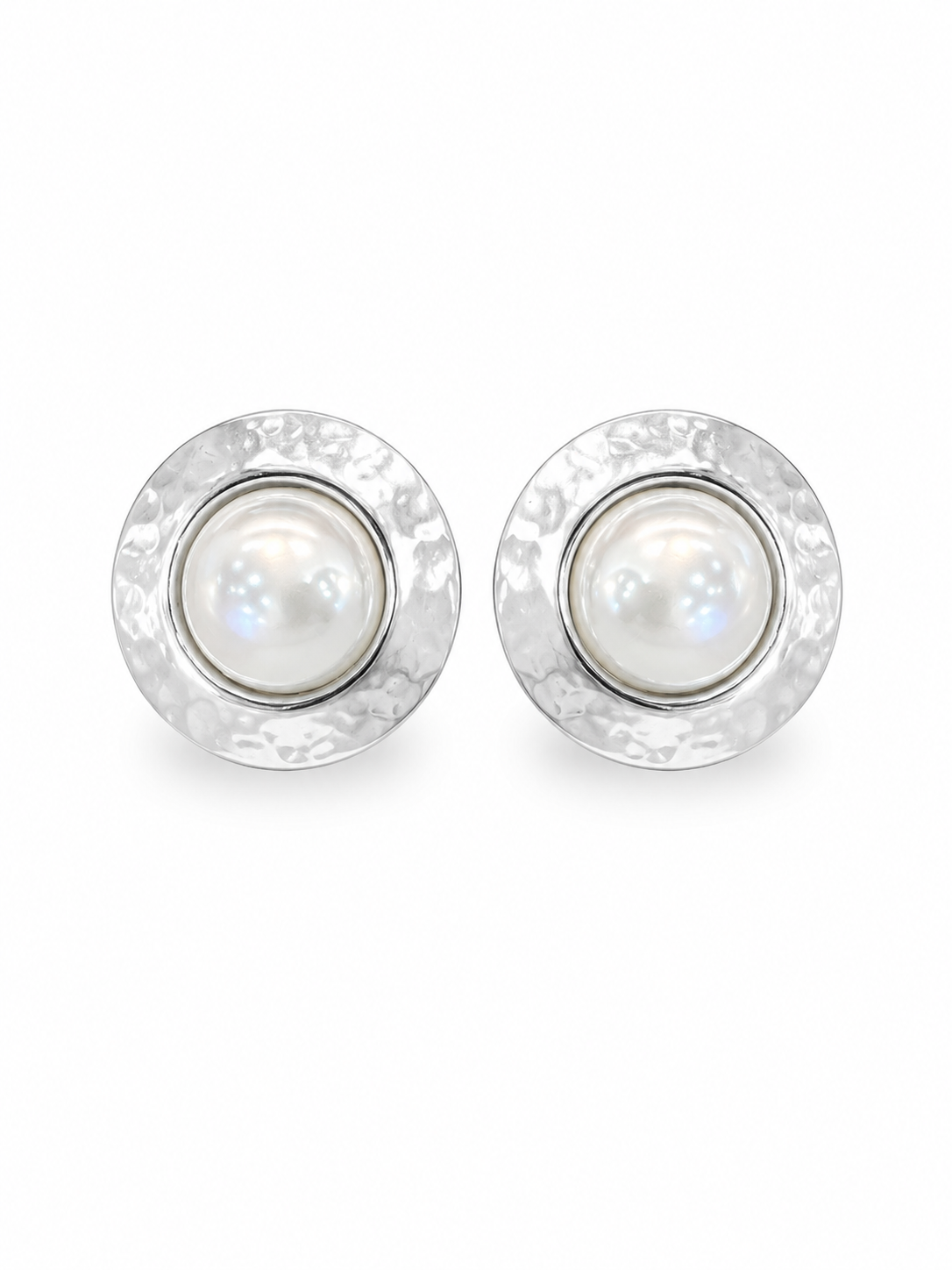 Серьги Pearl акцентные с жемчужиной и мятой оконтовкой