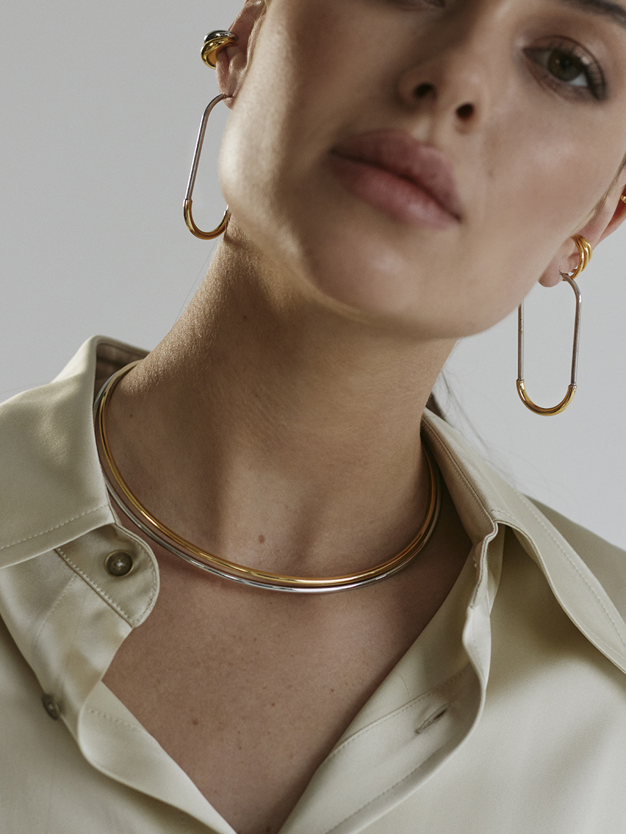 Серьги Bicolor вытянутые овалы