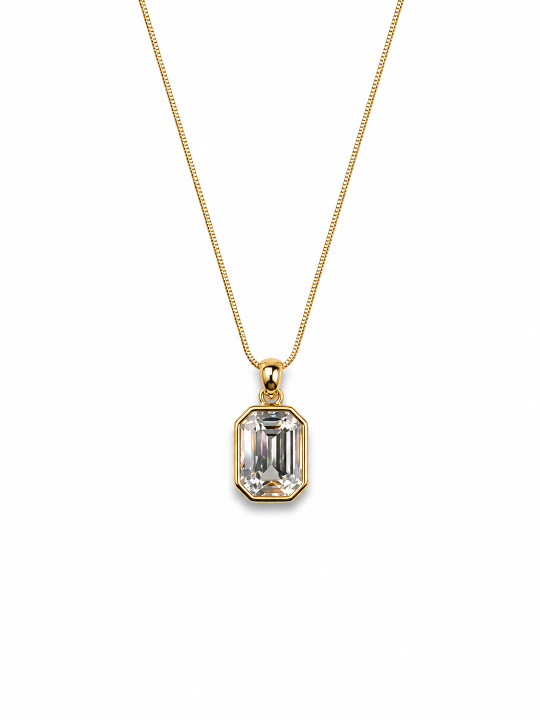 Кулон Crystal с крупным камнем в изумдудной огранке