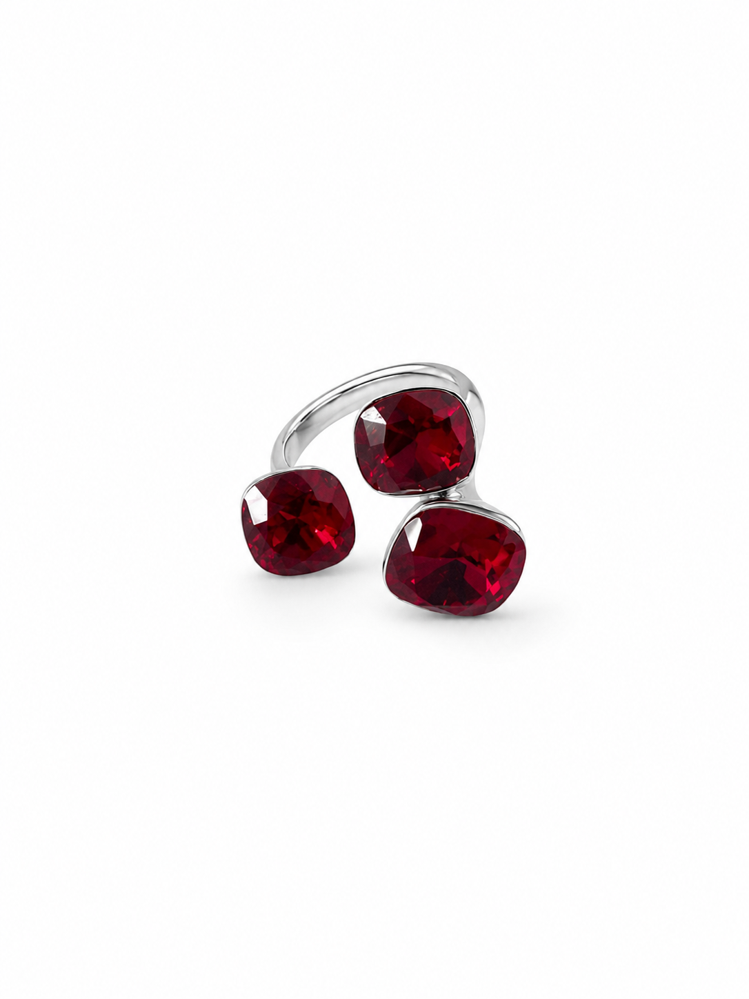 Кольцо Prism of Elegance с тремя камнями swarovski в винном цвете